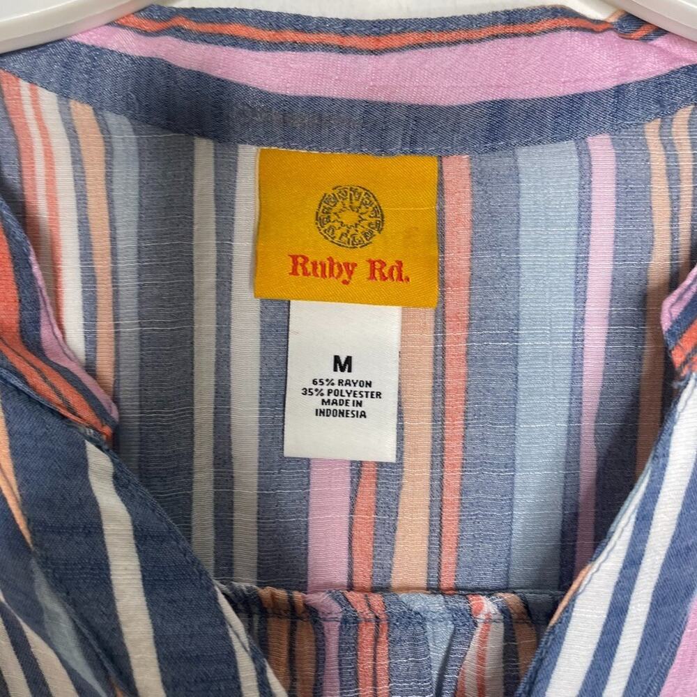 Ruby Rd Button Front Blouse Top M Multicolor Stri… - image 3